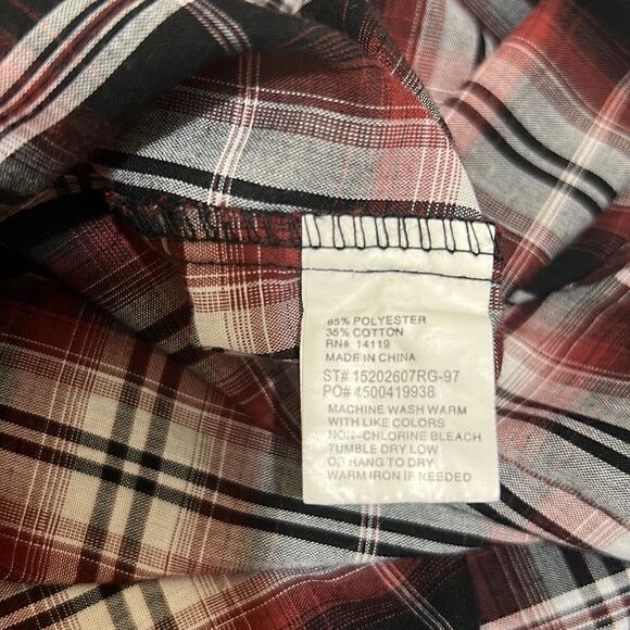 Sly Cattlemen’s snap shirt pockets cottage blend plaid black red gray XXL/2XL - Picture 4 of 4